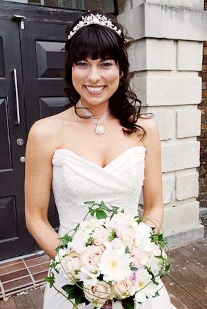 Bride in Pink Wedding Dress