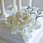 Iced Wedding Cake with Sugarcraft Rose by Pat-a-Cake of Wimborne Iced Wedding Cake with Sugarcraft Rose