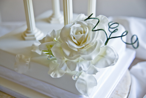 Iced Wedding Cake with Sugarcraft Rose
