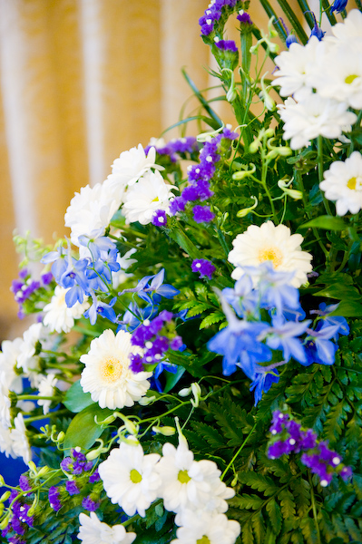 blue flowers wedding. Blue and Ivory Wedding Flowers