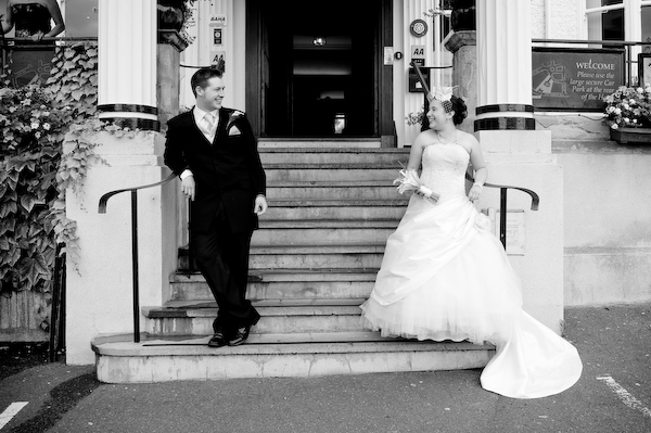 Bride and Groom on the steps! Bride and Groom on the steps!
