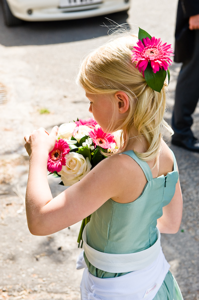 Bridesmaid with flowers, Okeford Fitxpaine Bridesmaid with flowers, Okeford Fitzpaine