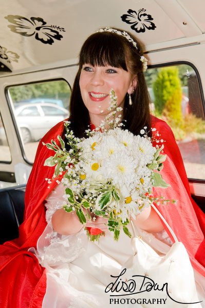 Bride in red cape