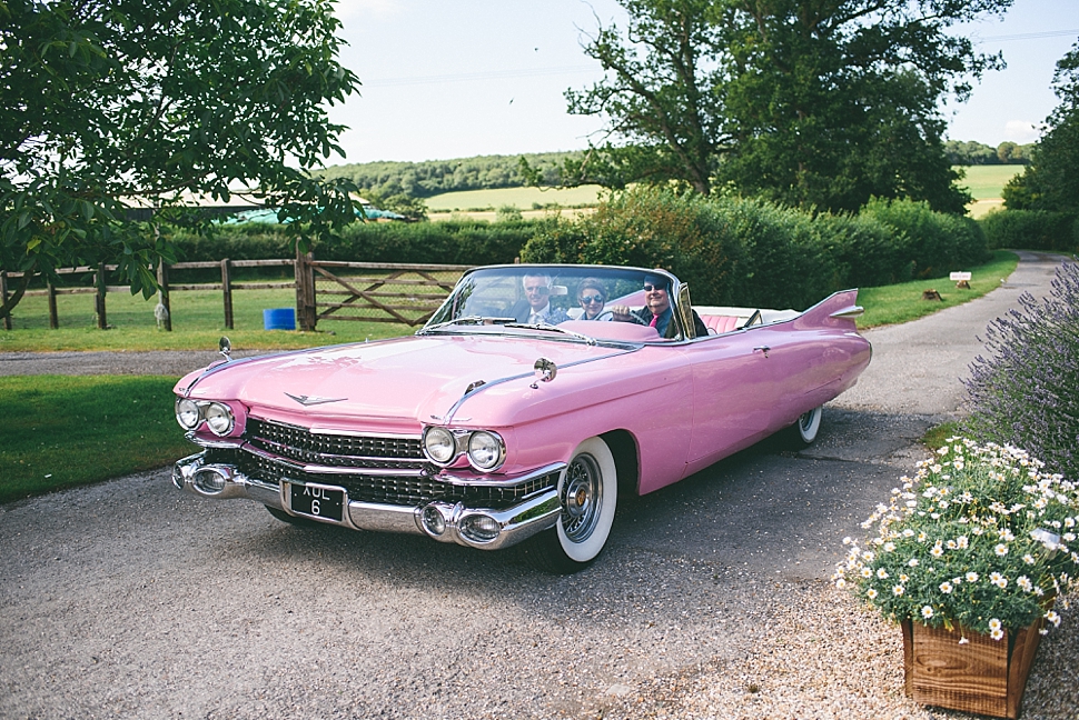 Bride transport pink cadallac