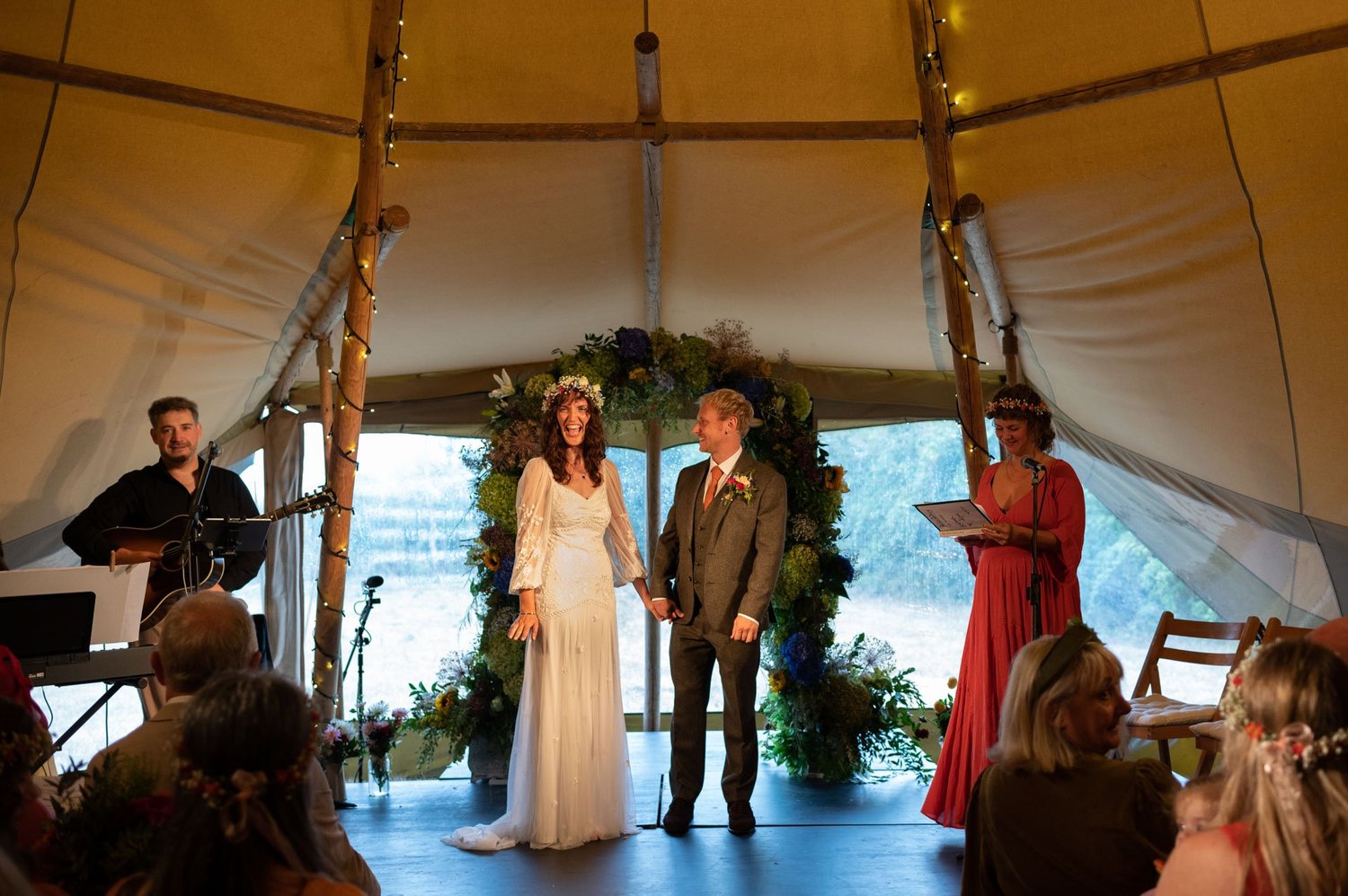 Hannah and Alex at the front of the tipi ceremony