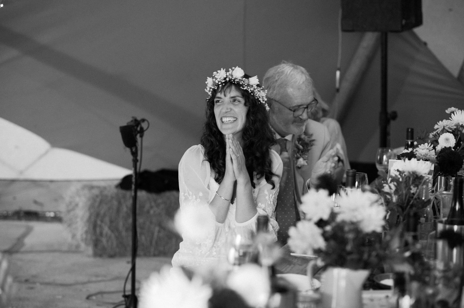 Hannah clapping at the top table during the speeches