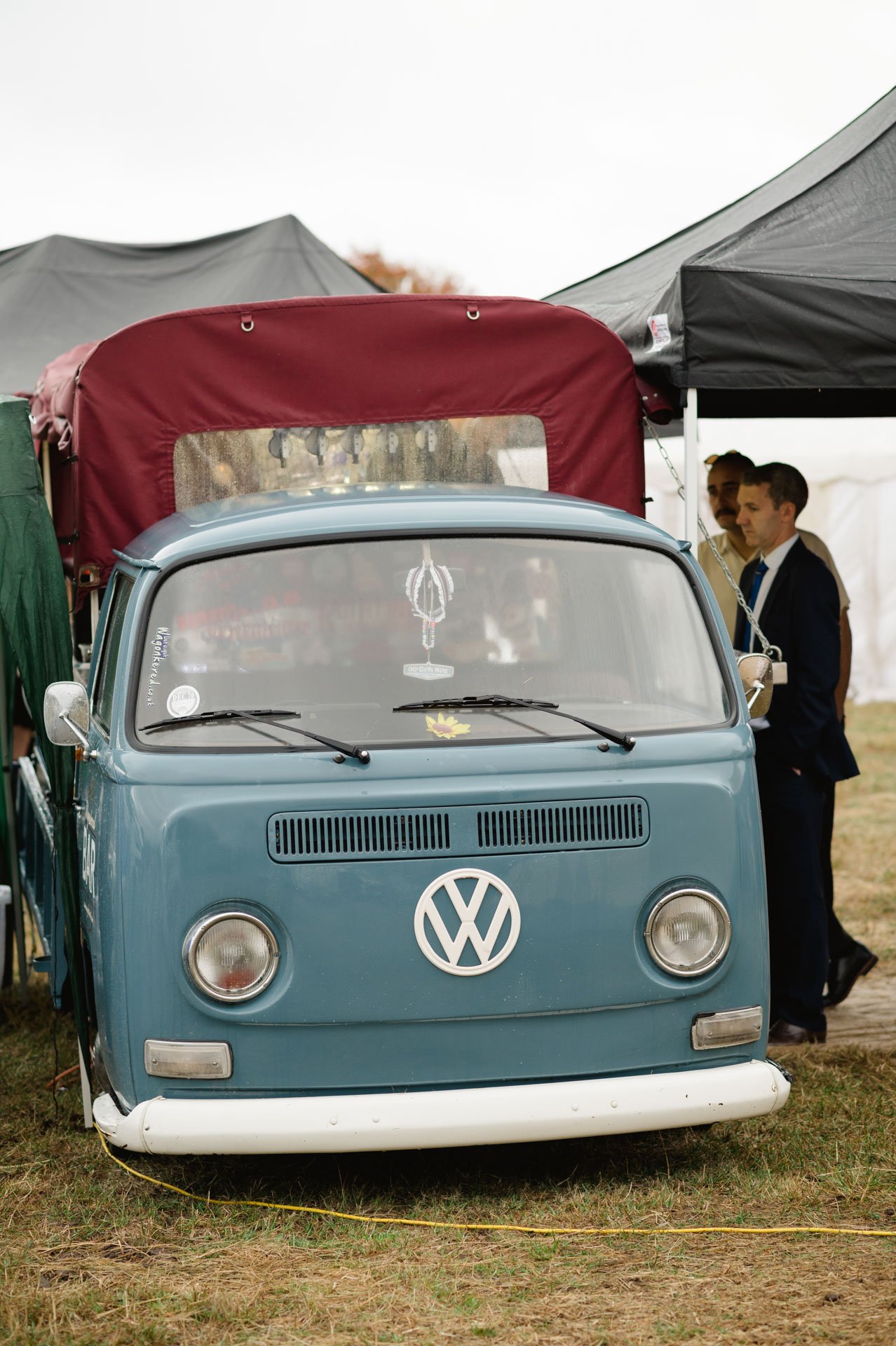 The blue vintage VW camper van cocktail bar